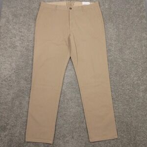 Mott & Bow Pants Mens 38x32 Tan Khakis Zip Fly Trousers Cotton Pockets Business
